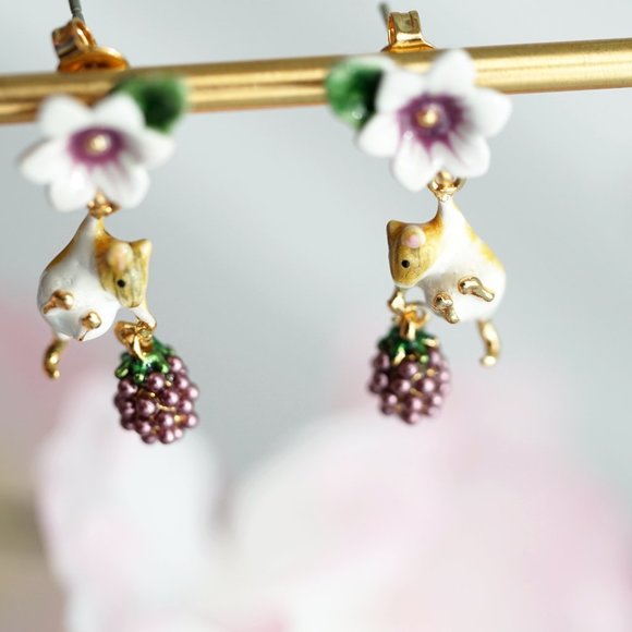 Bill skinner cute mouse and blackberry earrings - Picture 2 of 9